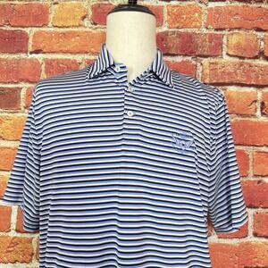 RLX Ralph‎ Lauren Polo Shirt Mens XL Blue Striped Golf Performance U.S. Open